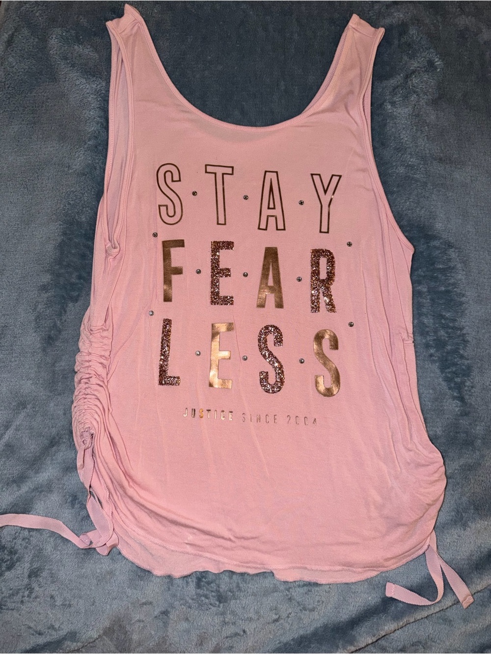 Justice Pink Sleeveless 'STAY FEARLESS' Tank with Metallic Accents